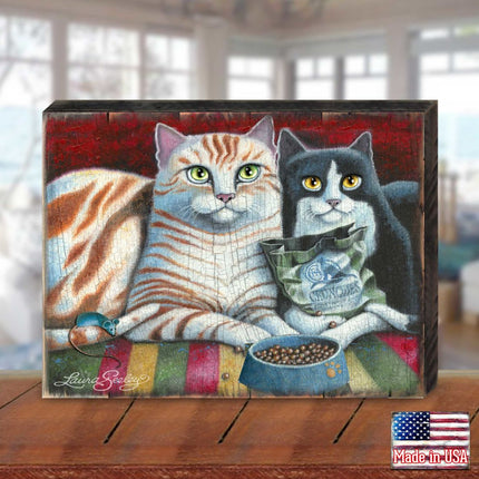 Kitty Cats Treat Wooden Wall Art by Laura Seeley - Pets Dog and Cats Decor - 8512113B-1
