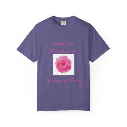Damask Rose Unisex T-shirt - The Queen of Flowers Design