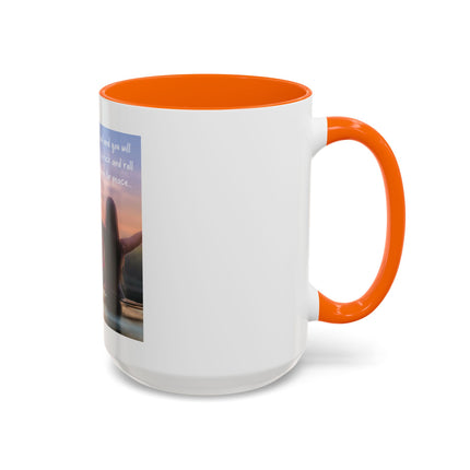 Inspirational Lotus Sunrise Coffee Mug — "knock on the door to my soul"