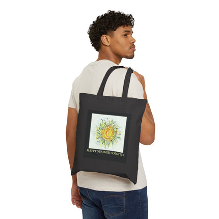 Summer Solstice Tote Bag — "Happy Summer Solstice" Canvas Tote