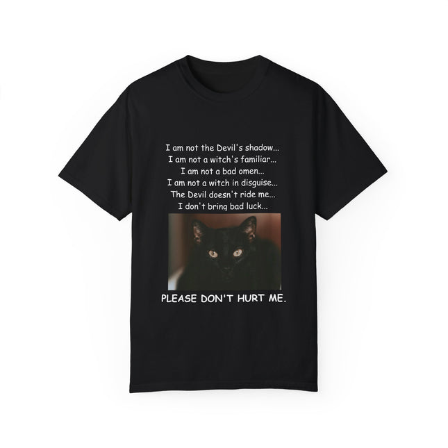 Unisex Cat-Themed T-Shirt – "Please Don't Hurt Me" Design