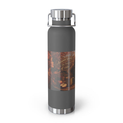 22oz Copper Vacuum Bottle — Autumn Leaves Cider Design