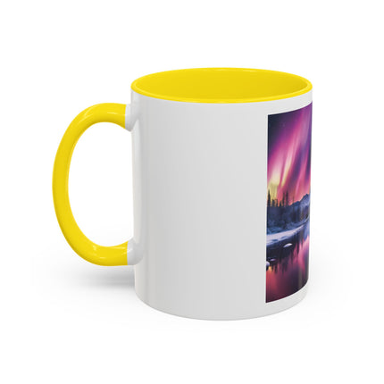 Aurora Lake Accent Coffee Mug — Northern Lights Landscape 11/15oz