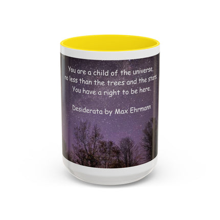 Inspirational Starry Night Coffee Mug — "You are a child of the universe" Quote