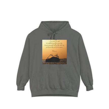 Sinking Ship Hoodie — "Be careful who you let on your ship" Quote Sunset Silhouette
