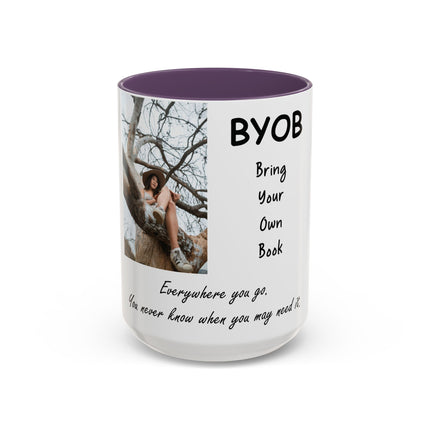 BYOB Accent Mug – “Bring Your Own Book” – 15oz Ceramic for Book Lovers