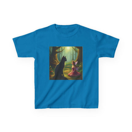 Kids Tee — Fairy Princess and Cat Forest Illustration