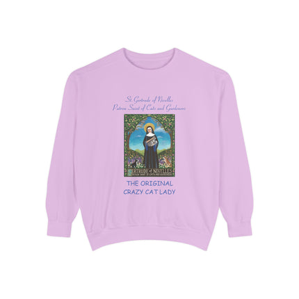 St. Gertrude Sweatshirt — "Patron Saint of Cats and Gardeners" Design