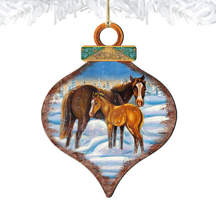 Horses Wooden Ornaments - Tree Ornament by G. DeBrekht - Wildlife Holiday Decor - 8015220-2