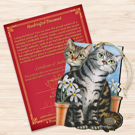 Silver N Gold Cat Wooden Ornaments by Laura Seeley - Pets Dog and Cats Decor - 8512071-LS-3