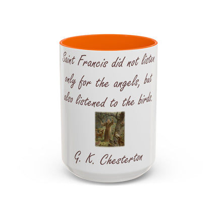 15oz Accent Ceramic Mug – Tribute to Saint Francis – Nature Lover Gift