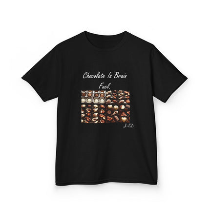 Kids Heavy Cotton™ Tee - "Chocolate Is Brain Fuel" - Fun Gifts for Young Chocolate Lovers