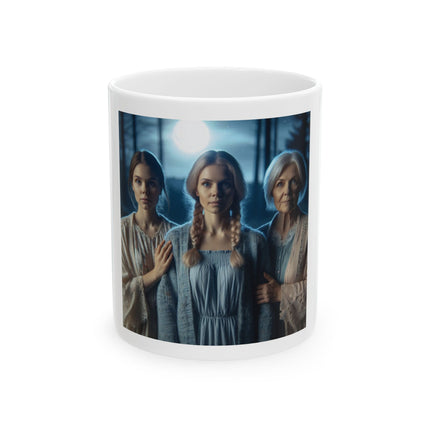 Vintage Gothic Sisters Ceramic Mug — Moonlit Victorian Portrait Coffee Cup (11oz/15oz)