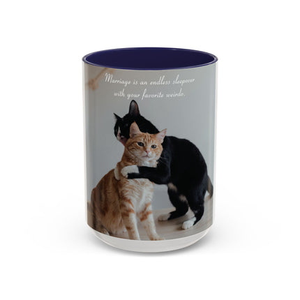 Cat Lovers Accent Mug – 15oz Ceramic Cup with Sleepover Quote
