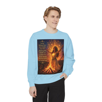 Bonfire Witch Sweatshirt — "As the Beltane fire burns bright" Pagan Festival Crewneck