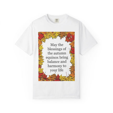 Autumn Equinox Blessings T-Shirt — Fall Leaves Balance & Harmony Tee