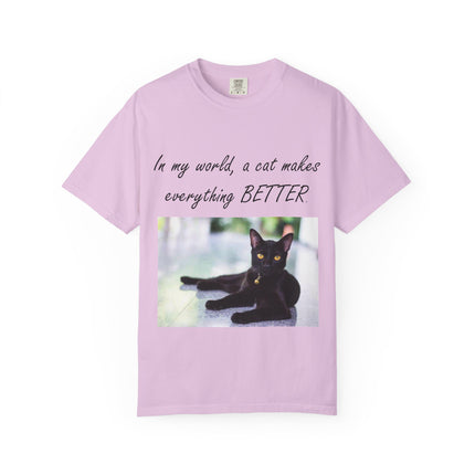 In My World Cat T-Shirt – Unisex Garment-Dyed Tee for Cat Lovers