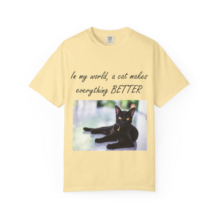 In My World Cat T-Shirt – Unisex Garment-Dyed Tee for Cat Lovers