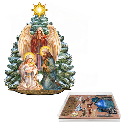 Nativity Scene with Christmas Tree Decorative Village Set by G. Debrekht Nativity Holiday Decor - 852767-3