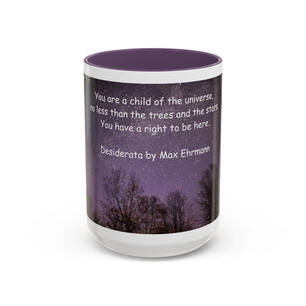 Inspirational Starry Night Coffee Mug — "You are a child of the universe" Quote