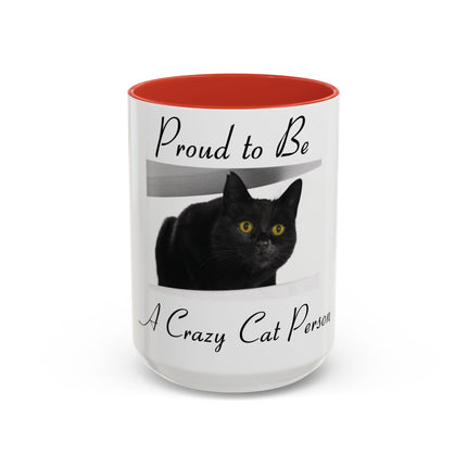 Proud Cat Person Accent Mug – 15oz Ceramic Gift for Cat Lovers