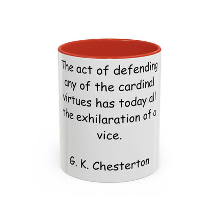 Defend Virtue Mug – 11oz Accent Ceramic | G.K. Chesterton Quote