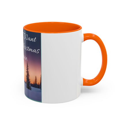 Christmas Peace Accent Mug | 11oz Ceramic Cup with Quote & Sunset