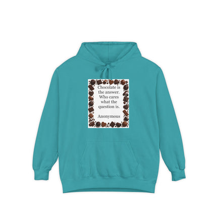 Chocolate Quote Hoodie — "Chocolate is the answer" Cozy Graphic Sweatshirt