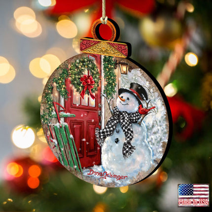Winter Arrival Snowman Wooden Ornaments by Gelsinger - Christmas Santa Snowman Decor - 8121127DG-2