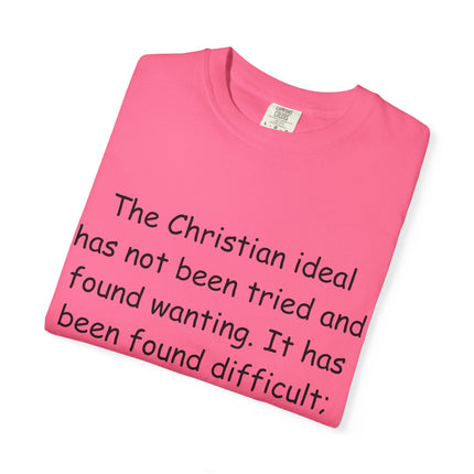 Inspirational Quote Unisex Garment-Dyed T-Shirt - G.K. Chesterton Design
