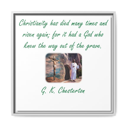 Framed Canvas Wall Art — G.K. Chesterton Easter Quote with Resurrection Image