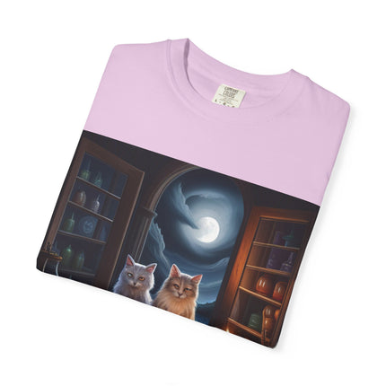 Magical Cats Unisex T-Shirt - Cozy Night Reading Design