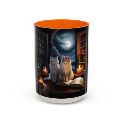 Magical Cats Accent Mug – 15oz – Cozy Gift for Cat & Book Lovers