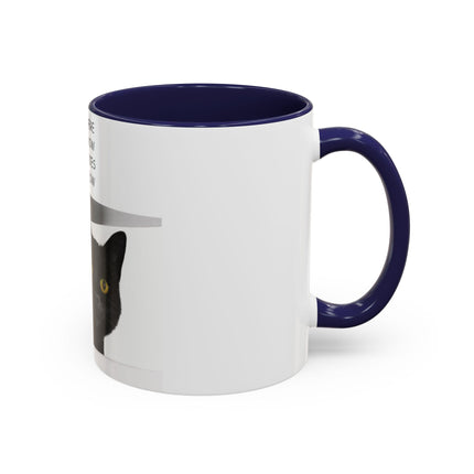 Black Cat Accent Mug – “In the Here In the Now” 11oz Ceramic Cup
