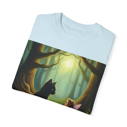 Whimsical Fairy & Cat Tee – Nature-Inspired Unisex Graphic Shirt