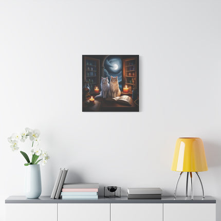 Mystic Moonlight Cats Canvas — Witchy Cat Art Print