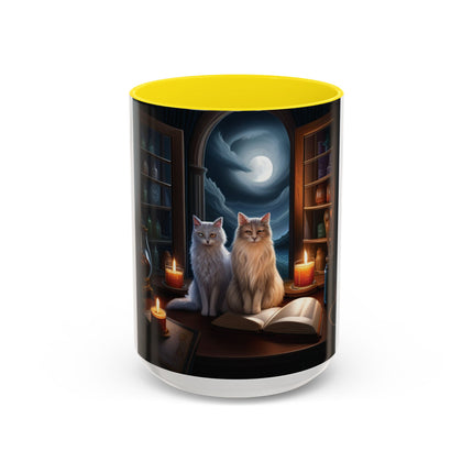 Magical Cats Accent Mug – 15oz – Cozy Gift for Cat & Book Lovers
