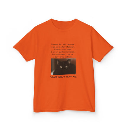 Kids Cotton Tee – “Please Don’t Hurt Me” Black Cat Design