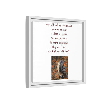 Framed Matte Canvas - 'A Wise Old Owl' Decorative Wall Art (Owl Poem)