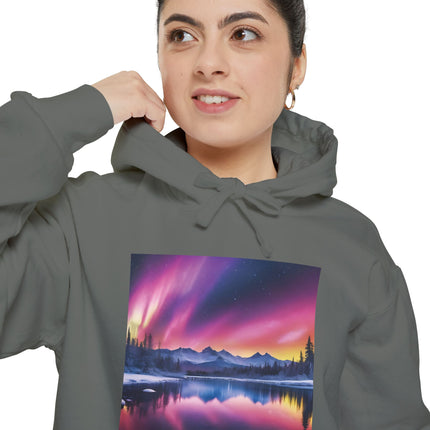 Aurora Mountain Hoodie — Northern Lights Scenic Pullover