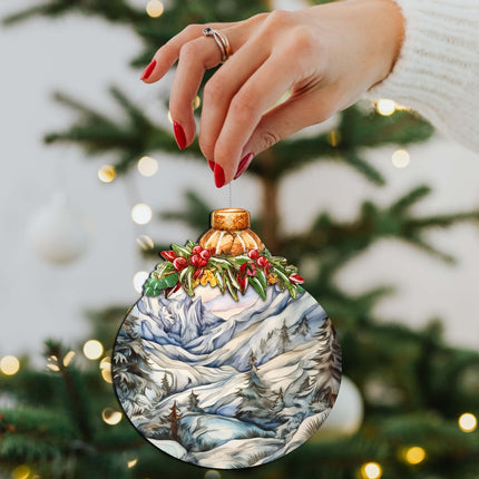 Beauty in Alaska's Snowy Peaks Wooden Ornaments by G.Debrekht - Wildlife Holiday Decor - 870036-3