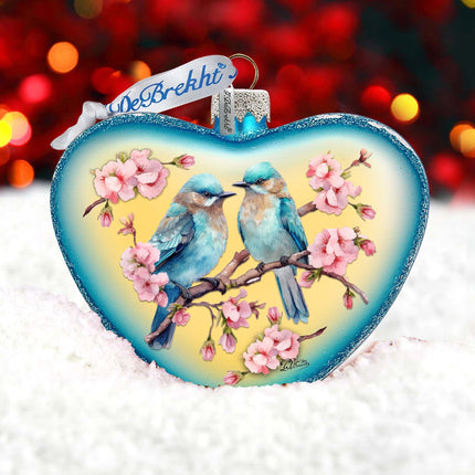 Blooming Love Heart Glass Ornament by G. Debrekht Christmas Decor - 753-014-3