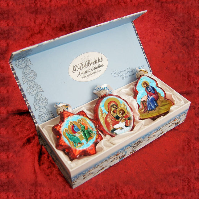 Nativity Mercury Glass Ornaments Set of 3 by G. DeBrekht - Nativity Holiday Decor - 770101S3-0