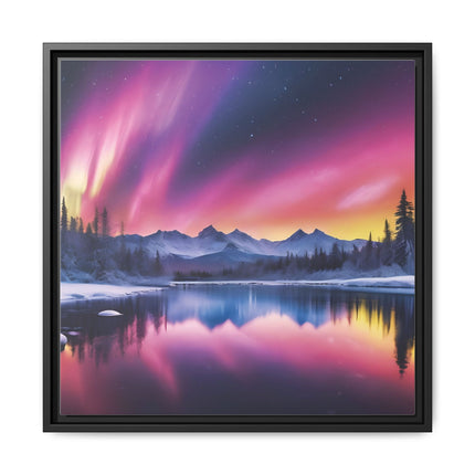 Framed Matte Canvas - Aurora Lake Landscape Wall Art