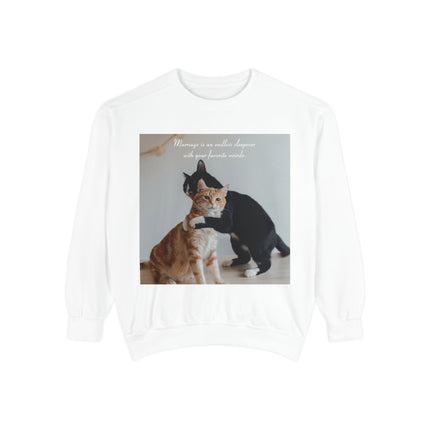 Cute Cat Sweatshirt – Unisex Garment-Dyed Gift for Couples