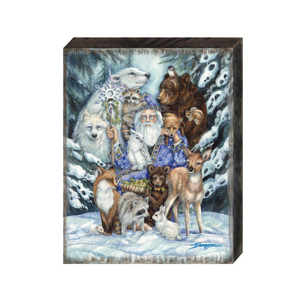 Gather in Peace Father Winter Animals Wooden Wall Art by J. Bergsma - Nature Wildlife Decor - 85922968B-JB-4