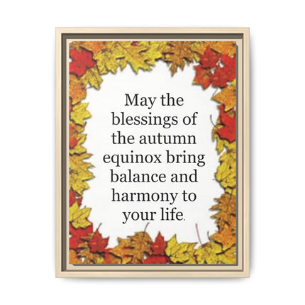 Autumn Equinox Blessing Framed Canvas — Fall Leaves Wall Art