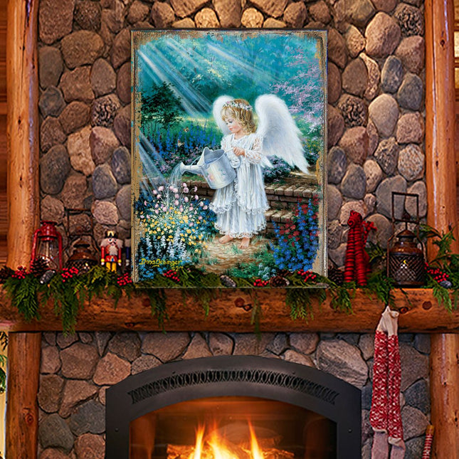An Angel's Gift Wooden Wall Art by D. Gelsinger - Nativity Holiday Decor - 95661B-9708-0