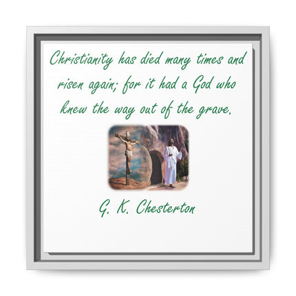 Framed Canvas Wall Art — G.K. Chesterton Easter Quote with Resurrection Image