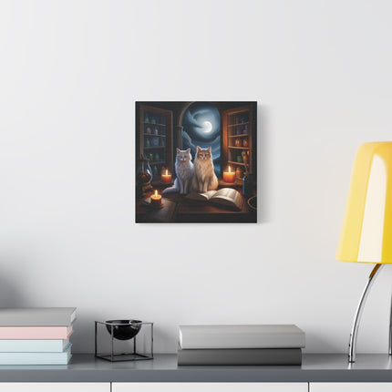 Mystic Moonlight Cats Canvas — Witchy Cat Art Print